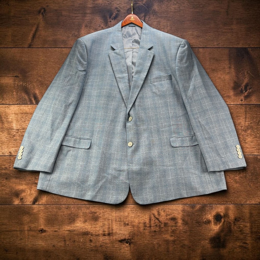 NEW Oak Hill DXL Big & Tall Sport Coat 4XL 58/60 Blue Glen Plaid Blazer 2 Button